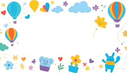 Colorful cartoon illustration balloon rainbow kids background