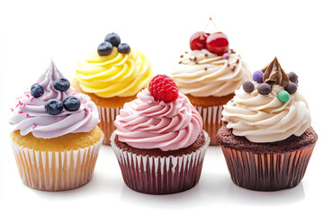 cute cupcake set, white background