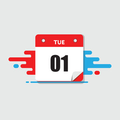 Fototapeta premium calender icon, 01 tuesday icon with white background