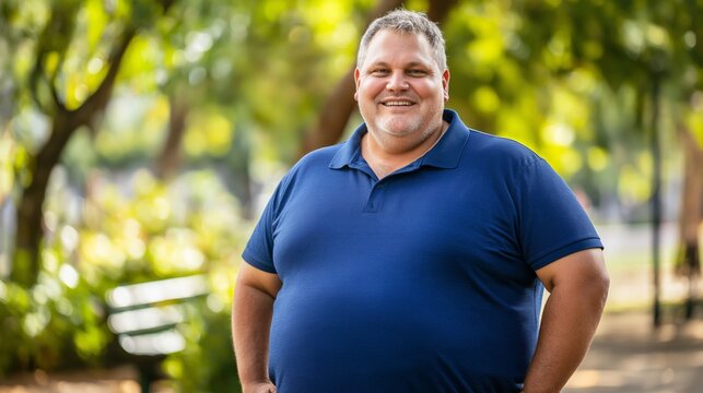 MiddleAged Man Enjoying a Sunny Day in Nature, Perfect for Wellness and Lifestyle Concepts