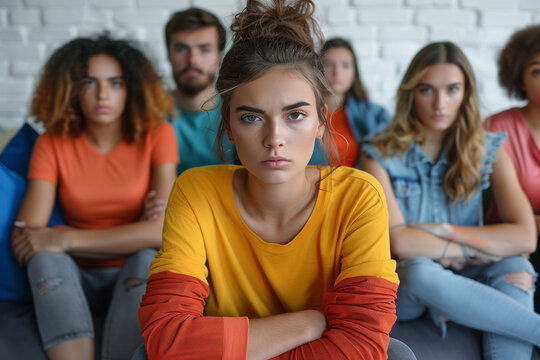 serious looking people, Breaking the stigma around mental health, people sharing their feelings and emotions on World Mental Health Day.