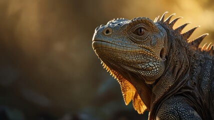 Fototapeta premium Iguana Portrait in Warm Light