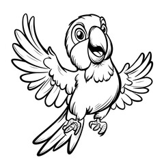 Fototapeta premium Cute Parrot Coloring Book Page