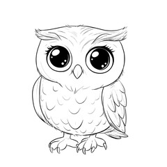 Fototapeta premium Owl illustration coloring page for kids