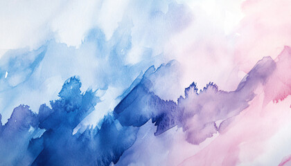 Fototapeta premium Soft, hand-painted watercolor strokes in calming blues, pinks, and purples, blending seamlessly into one another