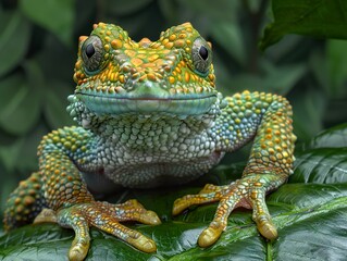 Close-Up of a Vibrant Green Frog in the Rainforest