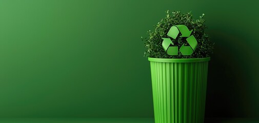 Digital poster with recycle symbol, promoting education on reuse and eco-friendly practices