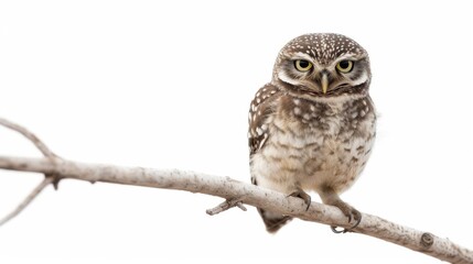 Obraz premium Close-Up Portrait of a Perched Owl with Sharp Eyes