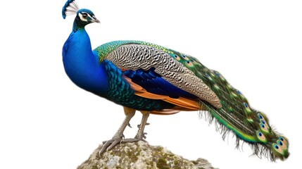 Obraz premium Peacock with Vibrant Feathers on a Rock