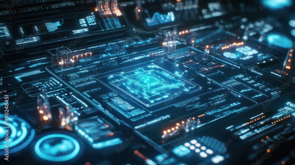 Poster technology industrial business process workflow organisation structure on virtual screen, iot smart 