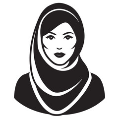 Beautiful Muslim woman wearing hijab silhouette vector