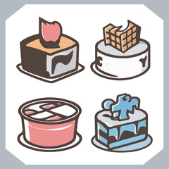 Set of cake silhouette, symbol of the cake holiday, birthday, anniversary, wedding, festive, Birthday cake icons set silhouette vector in white background