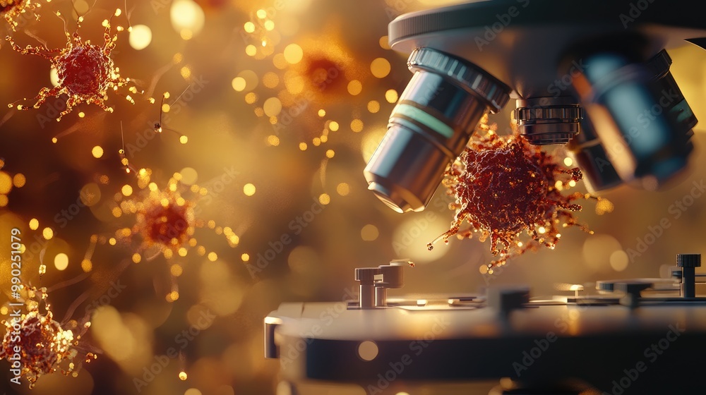 Poster microscope view of a virus particle