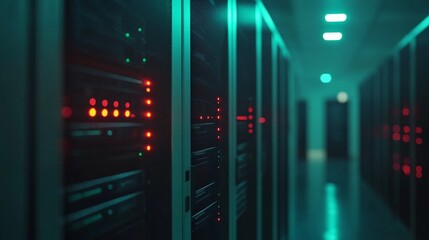 Glowing Servers in a Dark Data Center Corridor