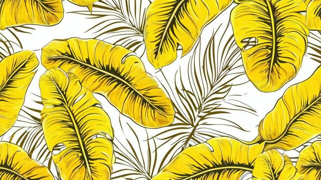 Tropical leaf Wallpaper, Luxury nature leaves pattern design, Golden banana leaf line arts, Hand drawn outline design for fabric , print, cover, banner and invitation, Vector illustration.. See Less
