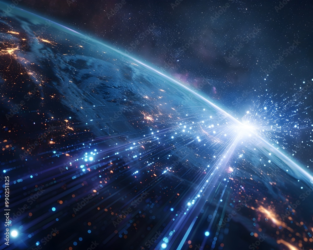Canvas Prints cosmic quantum communication transcendent beam of light traversing the galactic expanse