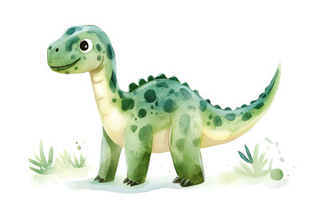 Cute watercolor dinosaur illustration