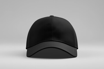 Fototapeta premium black baseball cap isolated on grey background, cap mockup