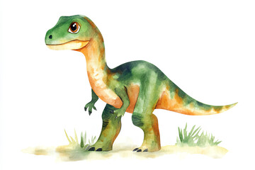 Fototapeta premium Cute watercolor dinosaur illustration