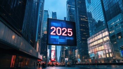 Obraz premium A New Year's Eve countdown timer on a large outdoor screen, showing 