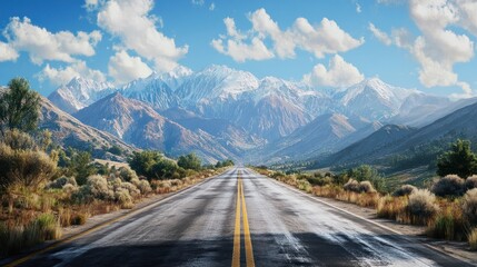Fototapeta premium A road with a mountain range in the background