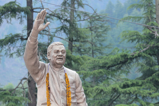 Statue of Atal Bihari Vajpayee located on Mall Road in Manali, Himachal Pradesh, India, April 22, 2024   