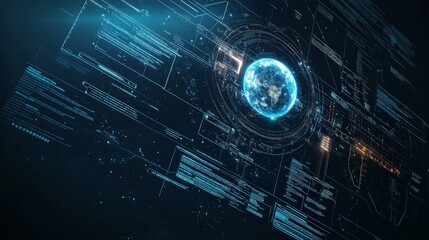 Futuristic Digital Globe in Technological Environment