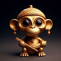 golden monkey statue isolated