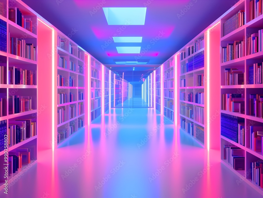 Aufkleber personalized virtual library with dynamically rearranging shelves and glowing books