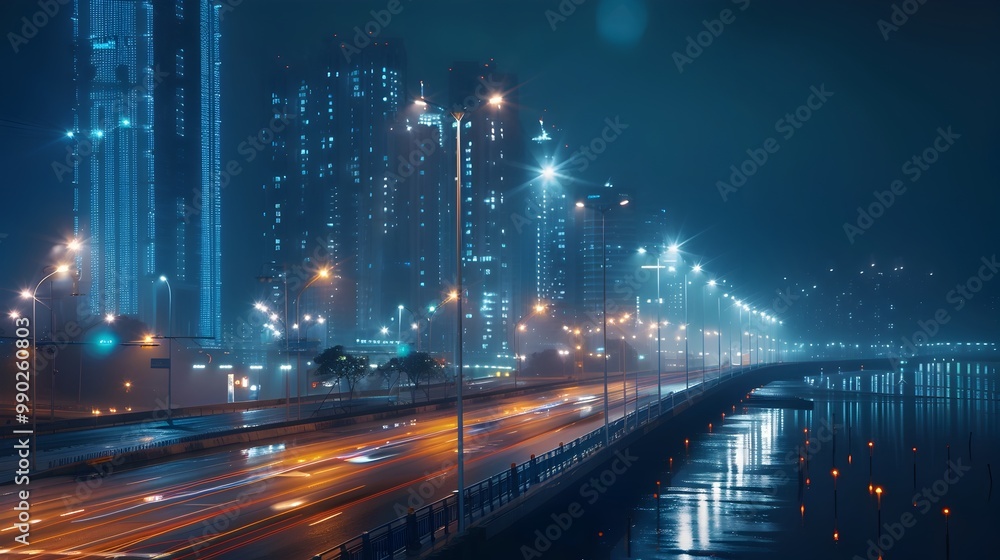 Poster intelligent street lighting system adjusts brightness based on real time traffic analysis in a smart