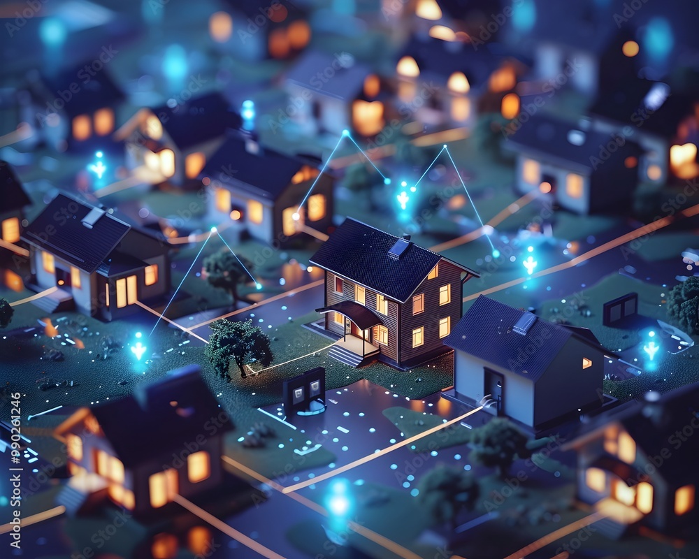 Aufkleber smart grid enabling peer to peer energy trading among futuristic homes as data streams