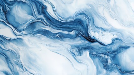 Obraz premium Enchanting Blue and White Marble Design: A Mesmerizing Poster for Sport Interiors, Featuring Smooth Gradients and Flowing Lines that Elevate Your Space