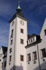 Blick in die Altstadt von Freiberg in Sachsen	