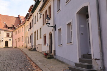 Blick in die Altstadt von Freiberg in Sachsen	