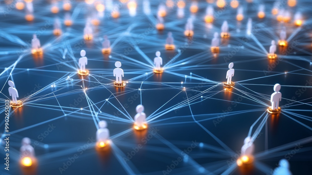 Aufkleber 3d global group and abstract connection. digital illustration of internet and social network communi