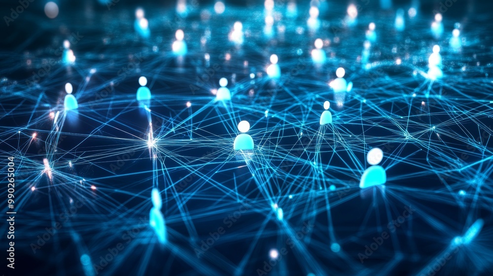 Poster 3D Global Group and Abstract Connection. Digital Illustration of Internet and Social Network Communication