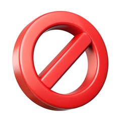 Red forbidden sign 3D render icon isolated on white background