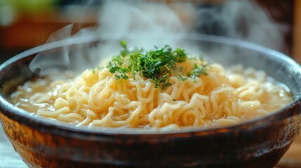 Steaming Bowl of Ramen Noodles