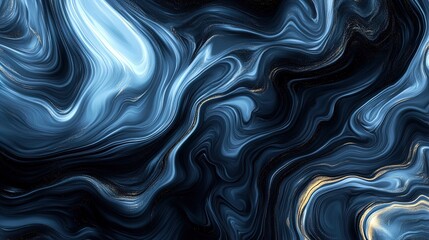 Fluid Dynamics: Captivating Dark Blue and White Marbled Abstract Pattern Perfect for Sporty Interior Posters and Modern Decor