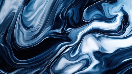 Obraz premium Fluid Dynamics: Captivating Dark Blue and White Marbled Abstract Pattern Perfect for Sporty Interior Posters and Modern Decor