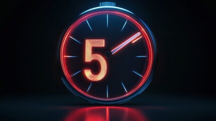 Isolated 5 minutes countdown with hours, minutes, and seconds