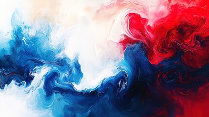 Fototapeta premium Dynamic Abstract Art Poster: Captivating Flowing Swirls of Deep Blue, Vivid Red, and Soft White - Perfect for Sports Interiors and Modern Spaces