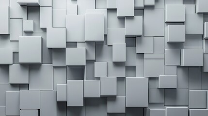 Perfectly Constructed Glossy Blocks. Grey, Futuristic Tech Wallpaper. 3D Render.