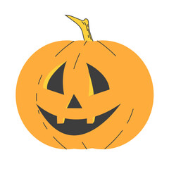 Halloween pumpkin cute smiling retro character. Holiday decoration. Spooky autumn plant. Pumpkin monster 