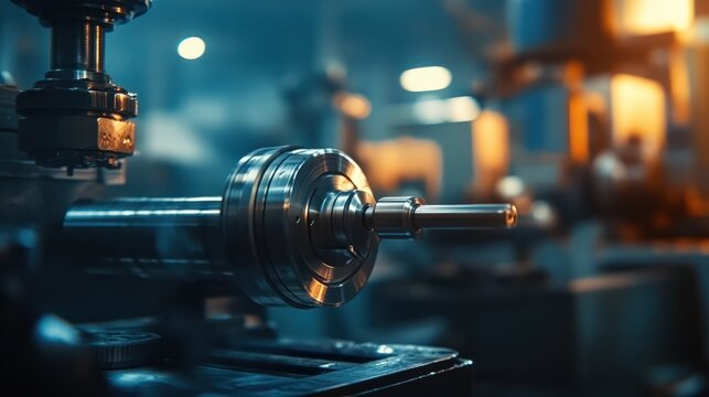 The skilled engineer expertly operated the lathe in the bustling manufacturing factory, overseeing the production of precision parts.