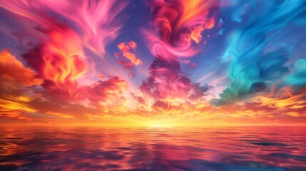 Fototapeta premium Surreal Sunrise over a Colorful Horizon