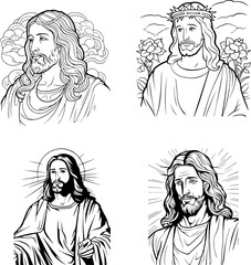 God Jesus Vector Black And White Coloring Page