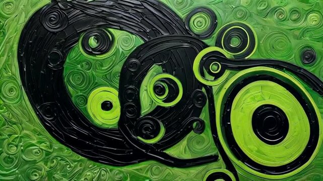 Remous noirs et verts avec des cercles des lames.