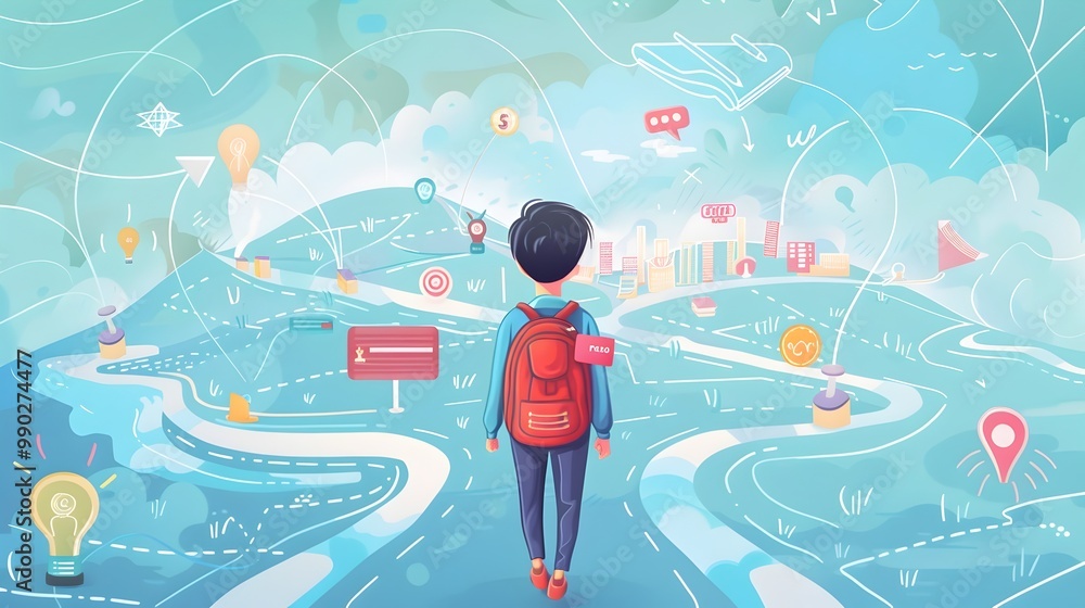 Poster personalized learning journey map visualizing student s progress and upcoming challenges