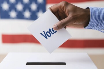 Hand Casting Vote Card Into Ballot Box
